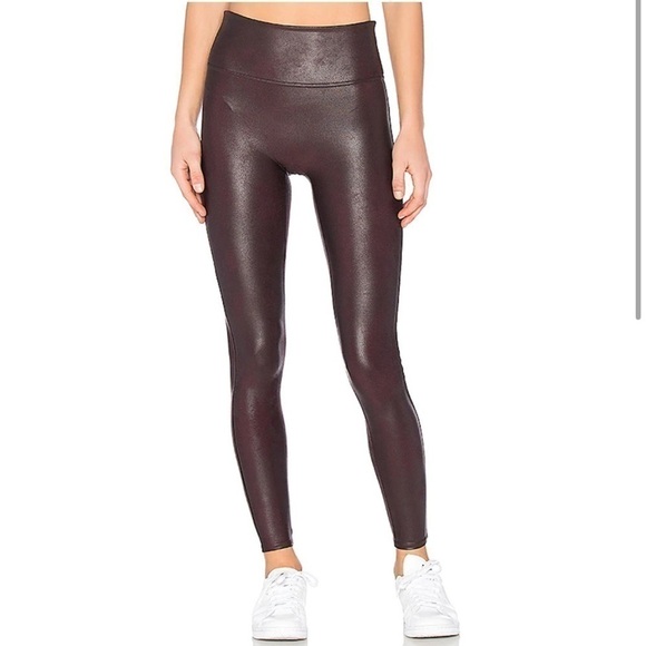 Spanx Faux Leather Leggings in Color Wine Size Medium - Picture 2 of 16